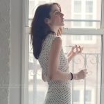 Georgia’s white polka dot print dress on Next Gen NYC