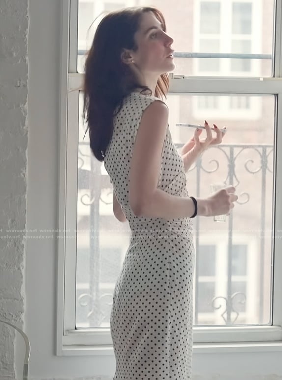 Georgia’s white polka dot print dress on Next Gen NYC