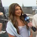 Gia Giudice’s blue lace tie front dress on E! News