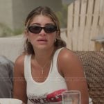 Gia’s white printed tank and sunglasses on Next Gen NYC