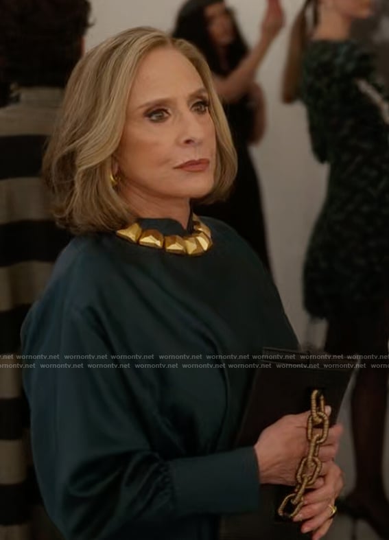 Gia’s black clutch bag on And Just Like That