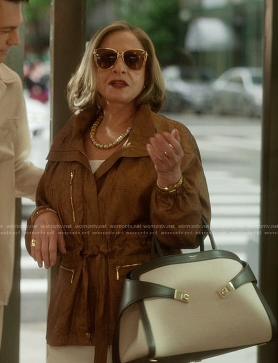 Gia's white two-tone bag on And Just Like That
