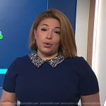 Gilma Avalos’s blue print collared dress on NBC News Daily
