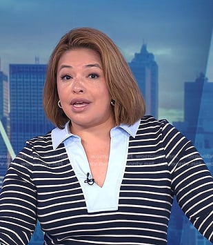 Gilma Avalos’s navy stripe dress on Today