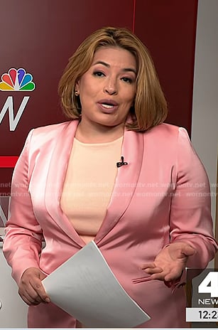 Gilma Avalos’s pink satin blazer on NBC News Daily