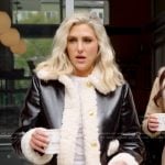 Gina’s black contrast shearling jacket on The Real Housewives of Orange County