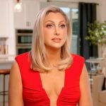 Gina’s red plunging confessional dress on The Real Housewives of Orange County