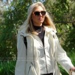 Gina’s white contrast trim jacket on The Real Housewives of Orange County