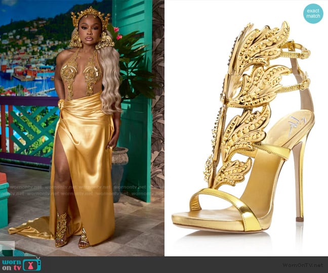Giuseppe Zanotti Coline Cruel Embellished Wing High-Heel Sandals worn by Phaedra Parks on The Real Housewives of Atlanta
