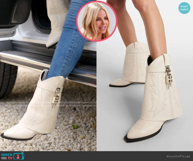 Givenchy Shark Lock Cowboy Leather Ankle Boots worn by Alexia Echevarria (Alexia Echevarria) on The Real Housewives of Miami