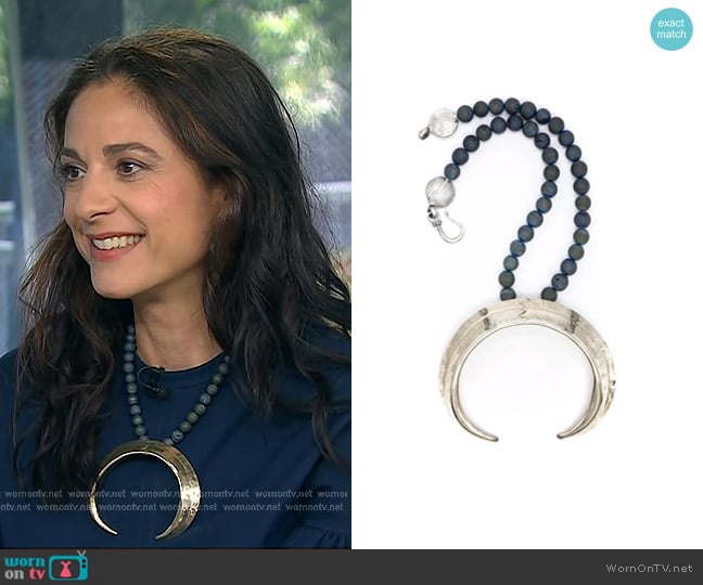 Gogo Jewelry Boars Tusk Pendant Necklace in Alpaca Shiny worn by Jacqui Gifford on Today