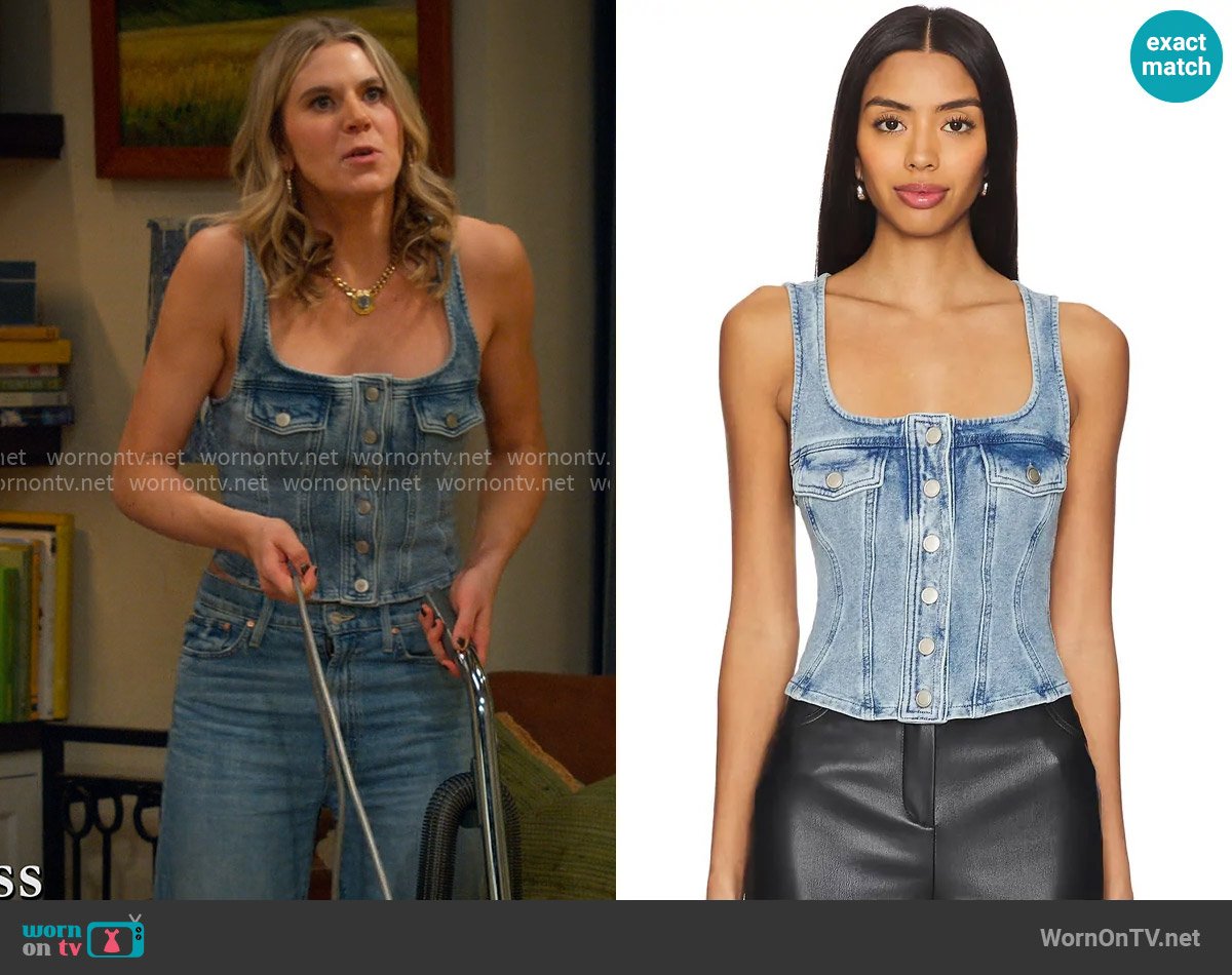 Good American Jeanius Button Front Corset worn by Josie Murphy (Hannah Pilkes) on Leanne