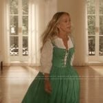 Carrie’s green lace-up dress on And Just Like That