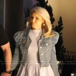 Gretchen's white mini dress and denim jacket on The Real Housewives of Orange County