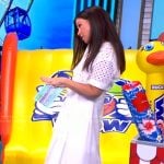 Gretta Monahan’s white eyelet shirtdress on The View