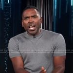 Justin’s grey textured tee on E! News