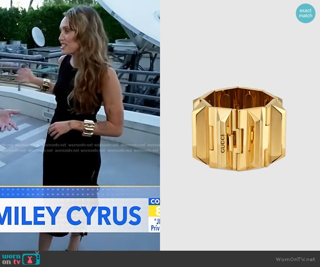 Gucci Cuff Bracelet With Geometric Studs In Gold-toned Metal worn by Miley Cyrus on Good Morning America
