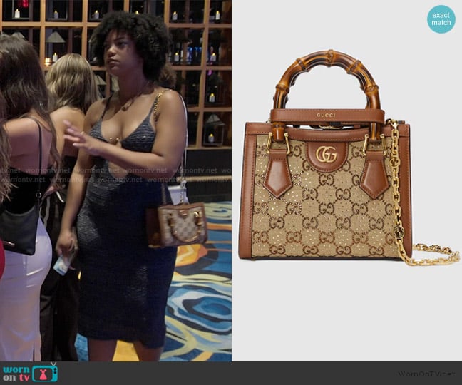 Gucci Diana crystals small tote bag worn by Riley Burruss on Next Gen NYC
