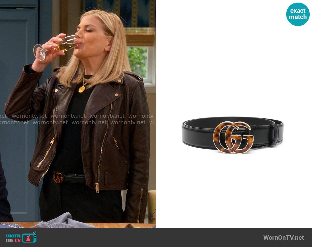 Gucci GG Marmont leather belt worn by Carol (Kristen Johnston) on Leanne