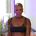 Guerdy’s black fishnet mesh dress on The Real Housewives of Miami