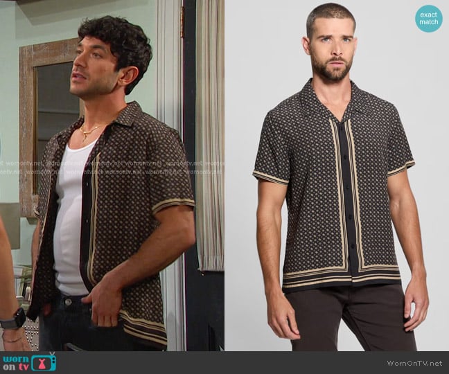 Javi’s black printed shirt on Days of our Lives