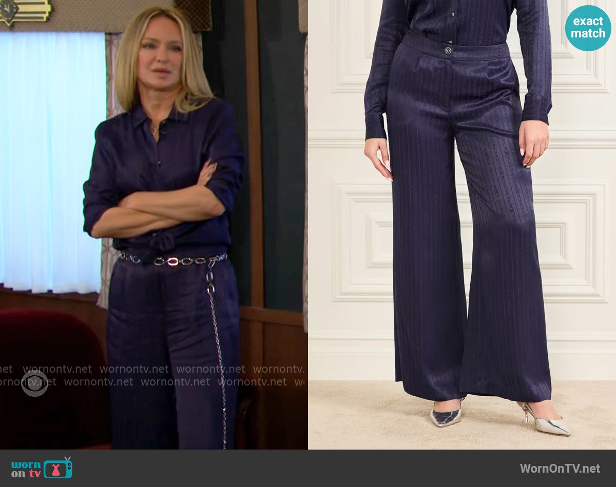 Sharon’s navy pants on The Young and the Restless