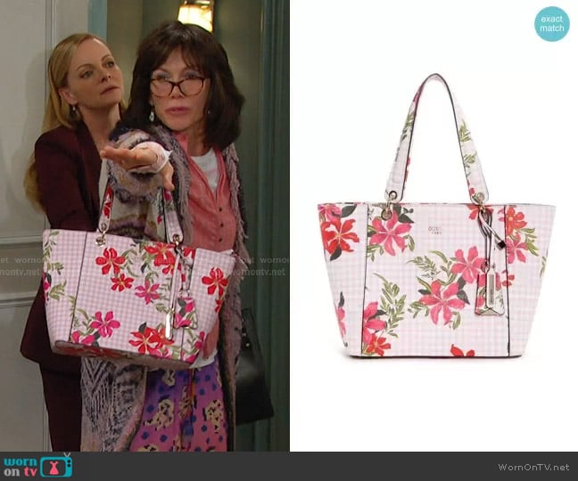 Guess Kamryn Gingham Floral Tot worn by Susan Banks (Stacy Haiduk) on Days of our Lives