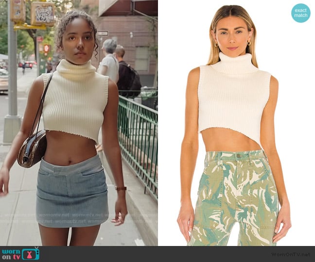 Guizio Asymmetrical Ribbed Knit Turtleneck worn by Ava Dash on Next Gen NYC