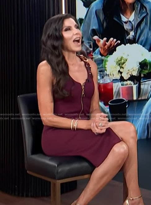 Heather Dubrow’s burgundy buckle detail dress on E! News