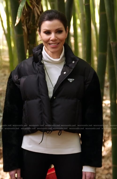 Heather's black padded jacket on The Real Housewives of Orange County