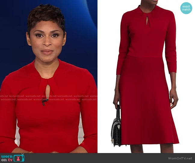 Hobbs Effie Knitted Dress worn by Jericka Duncan on CBS Evening News