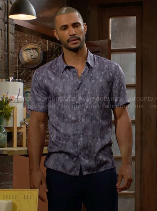 Holden's blue printed shirt on The Young and the Restless