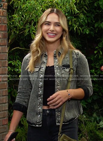 Holly's grey denim western shirt on Days of our Lives