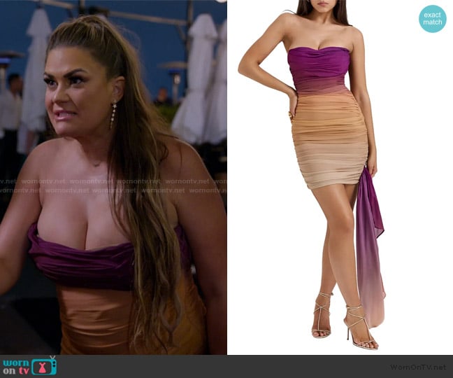 House of CB Sofie Strapless Side Drape Dress worn by Brittany Cartwright on The Valley
