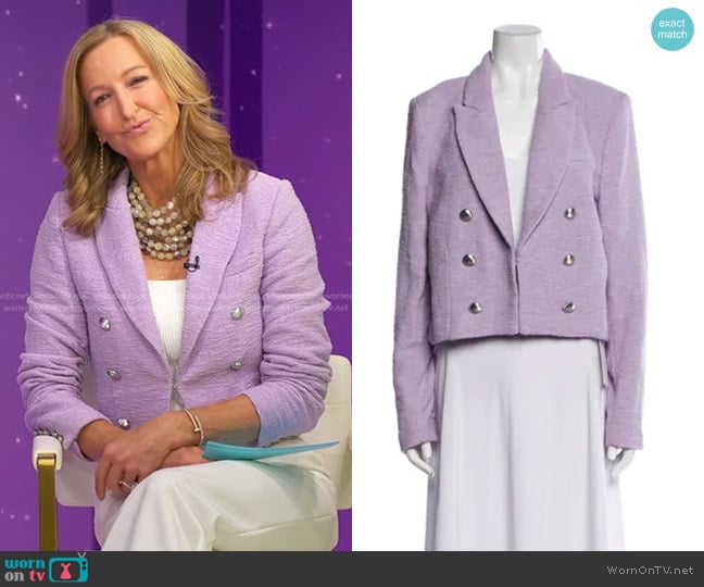 House of Harlow 1960 Crop Blazer in Lilac worn by Lara Spencer on Good Morning America