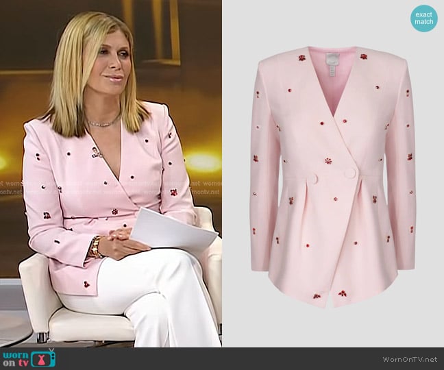 Huishan Zhang Milo Crystal-Embellishe Crepe Jacket in Pink worn by Jill Martin on Today