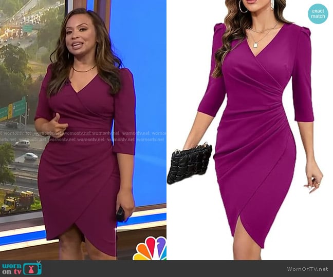 Ihot at Amazon Faux Wrap Ruched Sheath worn by Adelle Caballero on Today
