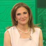 Jill Schlesinger’s blush pink sleeveless dress on CBS Mornings