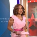 Gayle King’s pink v-neck dress on CBS Mornings