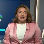Gilma Avalos's pink satin blazer on NBC News Daily