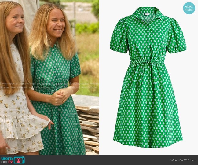 J. Crew Collared Short-sleeve Tie-waist Mini Dress in Vintage Kelly White worn by Liberty (Manaia Wall) on We Were Liars
