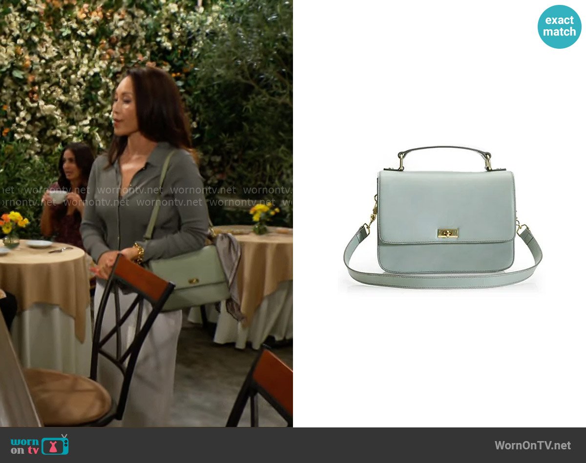 J. Crew Edie Bag in Sagebrush worn by Li Finnegan (Naomi Matsuda) on The Bold and the Beautiful