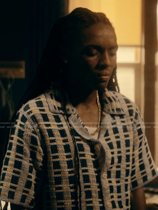Jake’s crochet knit shirt on The Chi