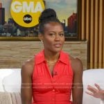 Janai’s red sleeveless shirtdress on Good Morning America