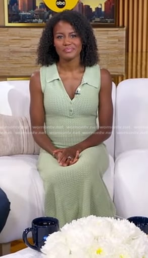 Janai’s green sleeveless knit polo dress on Good Morning America