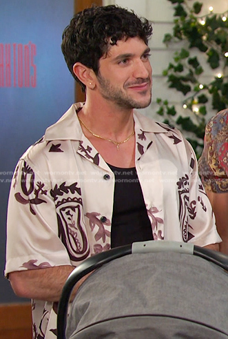 Javi’s ivory print short sleeve shirt on Days of our Lives