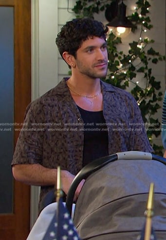 Javi's logo print camo shirt on Days of our Lives