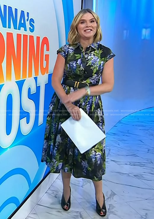 Jenna’s black floral belted dress on Today