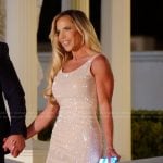 Jennifer’s beige embellished scoop neck dress on The Real Housewives of Orange County