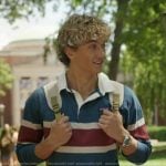 Jeremiah Fisher’s blue stripe rugby polo on The Summer I Turned Pretty